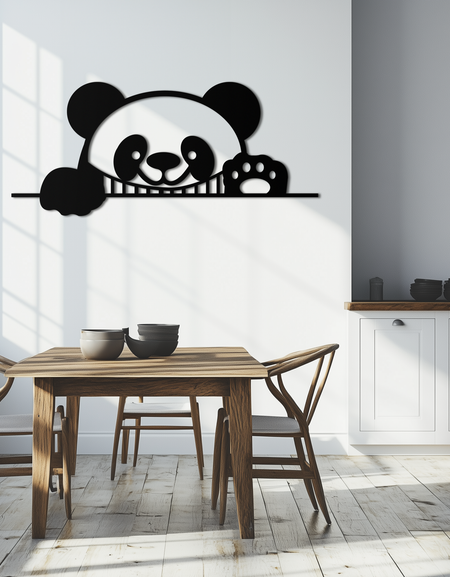 Panda Metal Duvar Sanatı - Sevimli Geometrik Panda Dekoru - KAF181