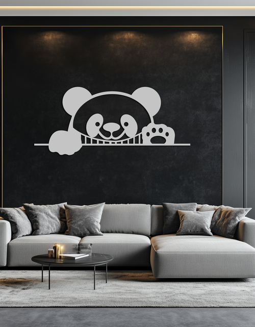 Resmi Galeri görüntüleyicisine yükleyin, Panda Metal Duvar Sanatı - Sevimli Geometrik Panda Dekoru - KAF181
