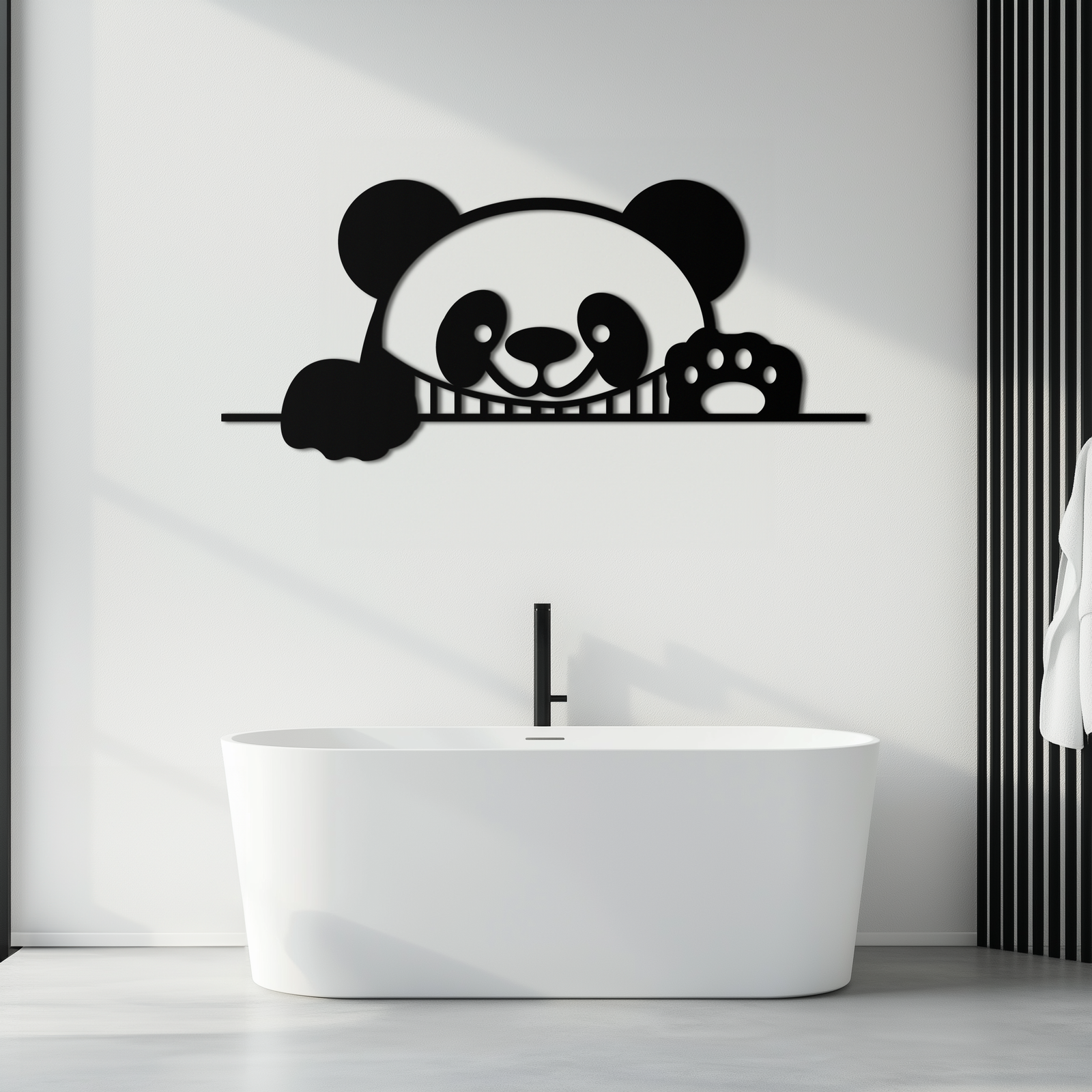Panda Metal Duvar Sanatı - Sevimli Geometrik Panda Dekoru - KAF181