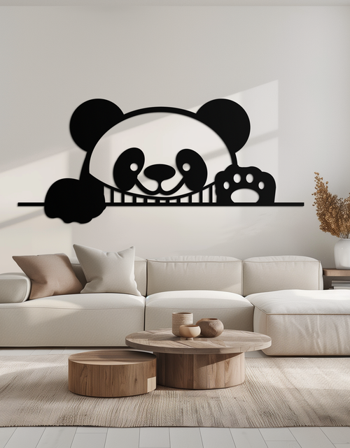 Resmi Galeri görüntüleyicisine yükleyin, Panda Metal Duvar Sanatı - Sevimli Geometrik Panda Dekoru - KAF181
