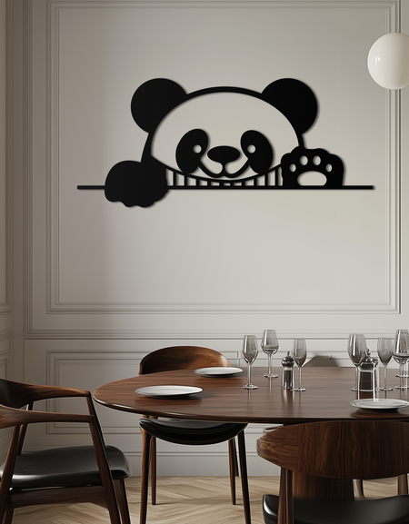 Panda Metal Duvar Sanatı - Sevimli Geometrik Panda Dekoru - KAF181
