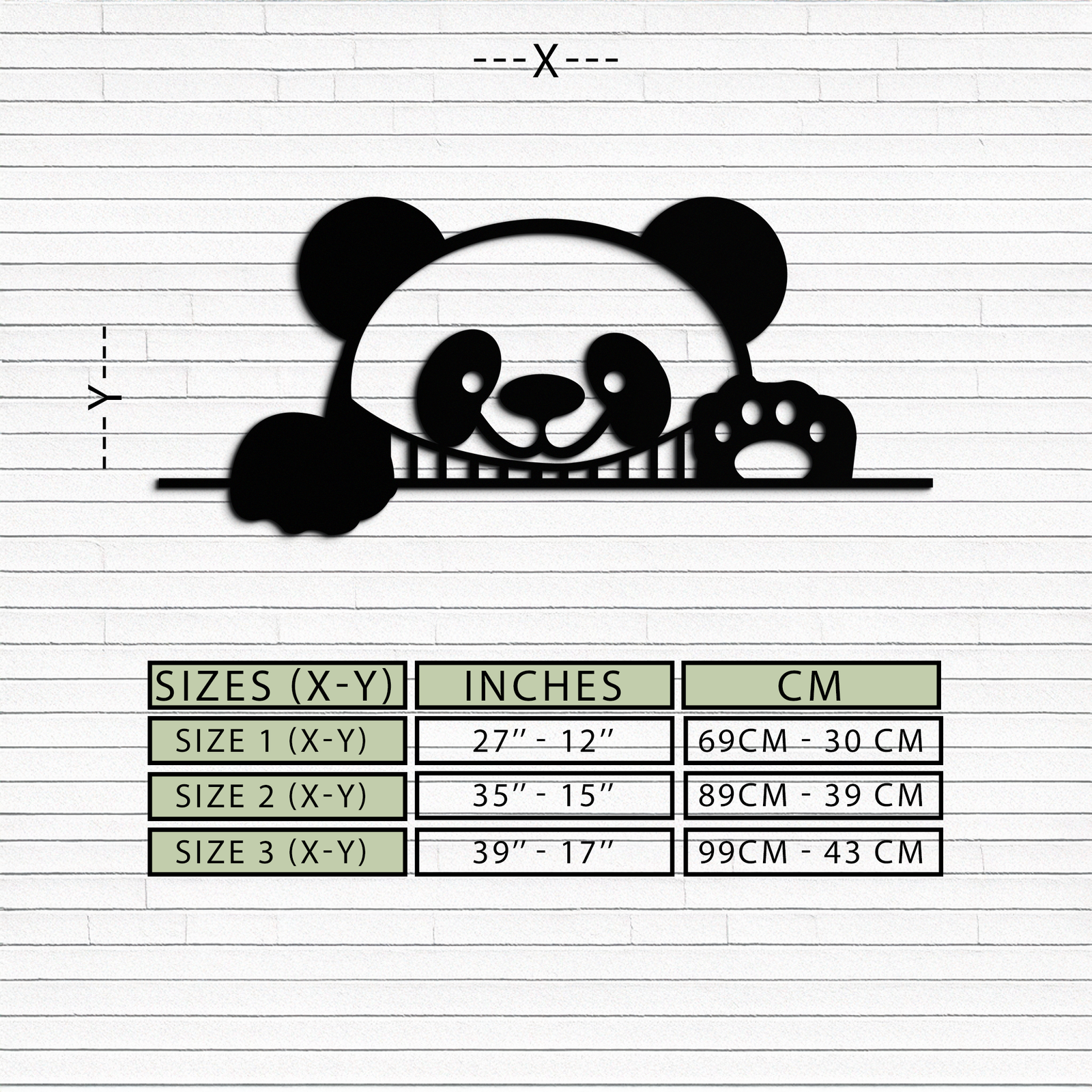 Panda Metal Duvar Sanatı - Sevimli Geometrik Panda Dekoru - KAF181