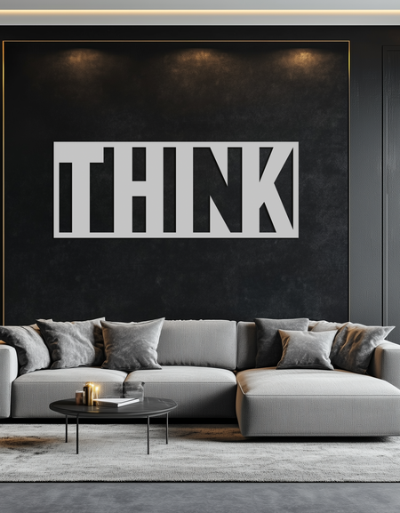 DÜŞÜN" Metal Duvar Sanatı - Minimalist İlham Verici Dekor- KAF184