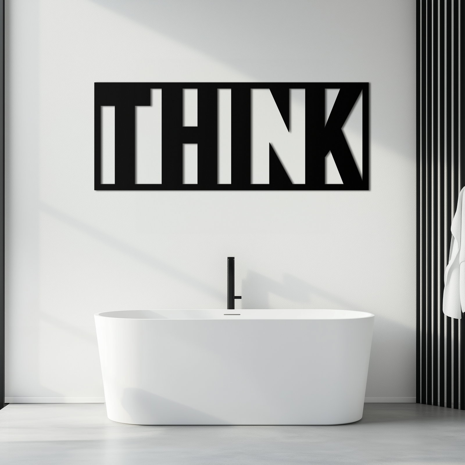 THINK" Metal Wall Art - Minimalist Inspirational Decor- KAF184
