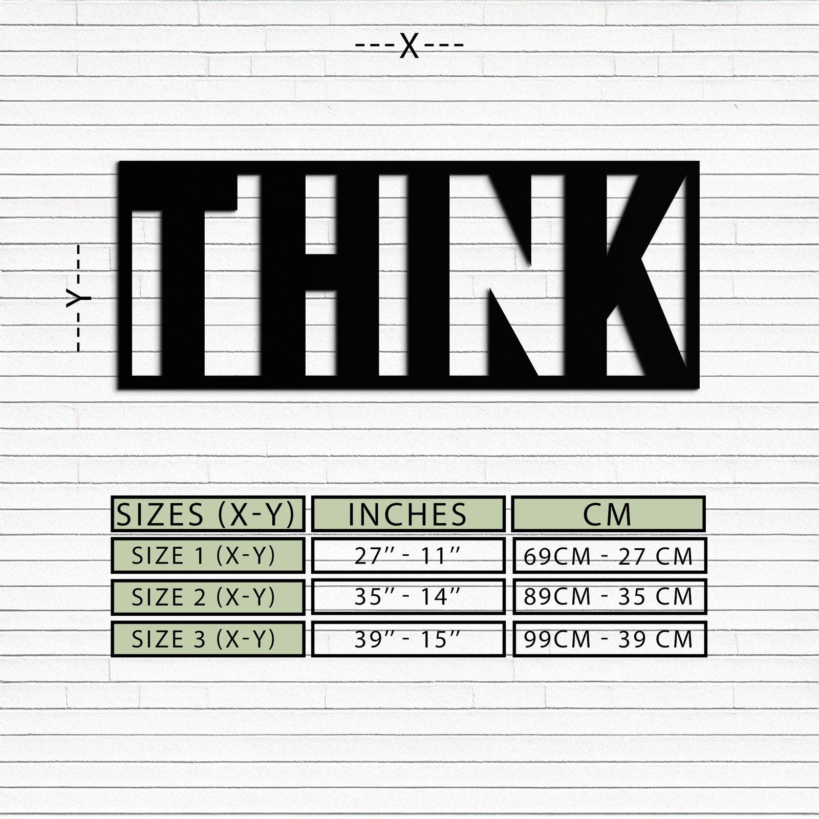 THINK" Metal Wall Art - Minimalist Inspirational Decor- KAF184