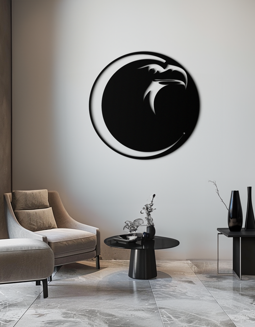 Load image into Gallery viewer, Eagle Moon Metal Wall Art - Majestic and Bold Decor- KAF185
