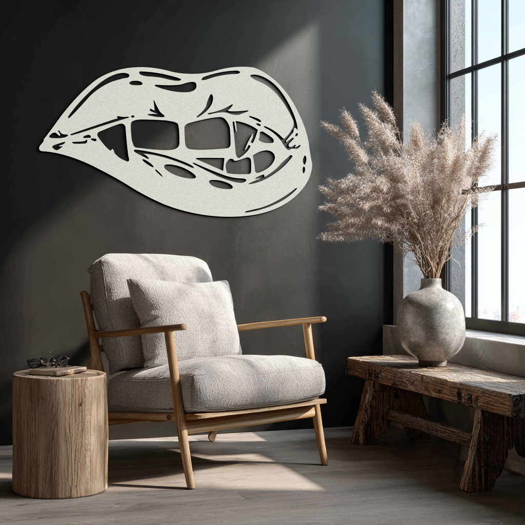 Geometric Lips Metal Wall Art - Bold & Modern Statement Piece- KAF186
