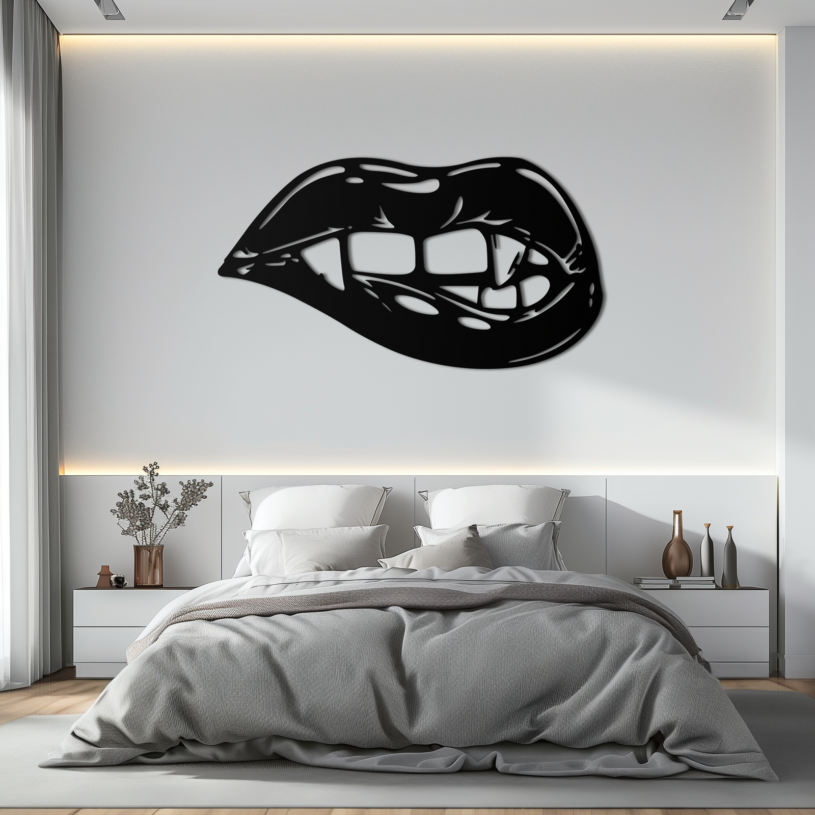 Geometric Lips Metal Wall Art - Bold & Modern Statement Piece- KAF186