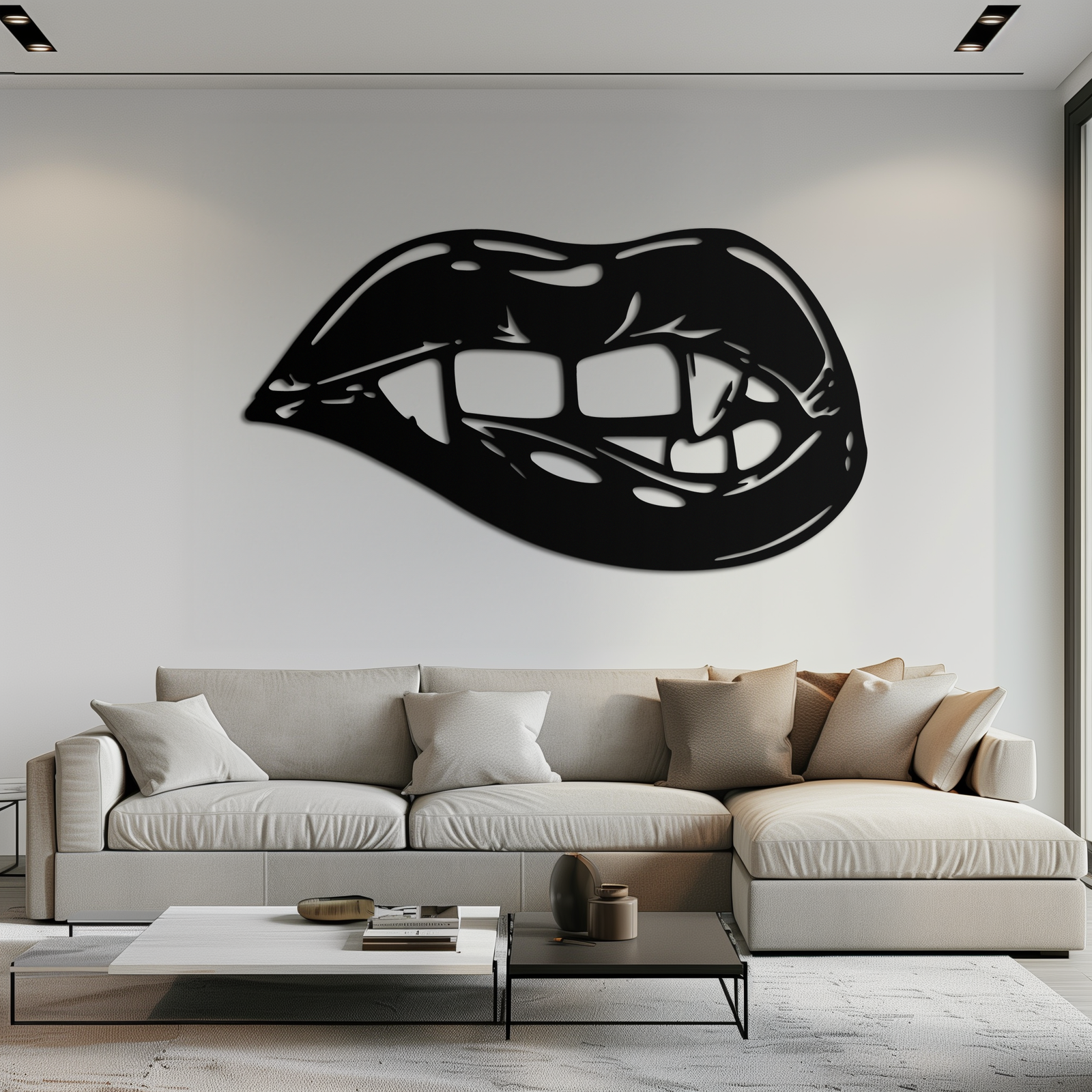 Geometric Lips Metal Wall Art - Bold & Modern Statement Piece- KAF186
