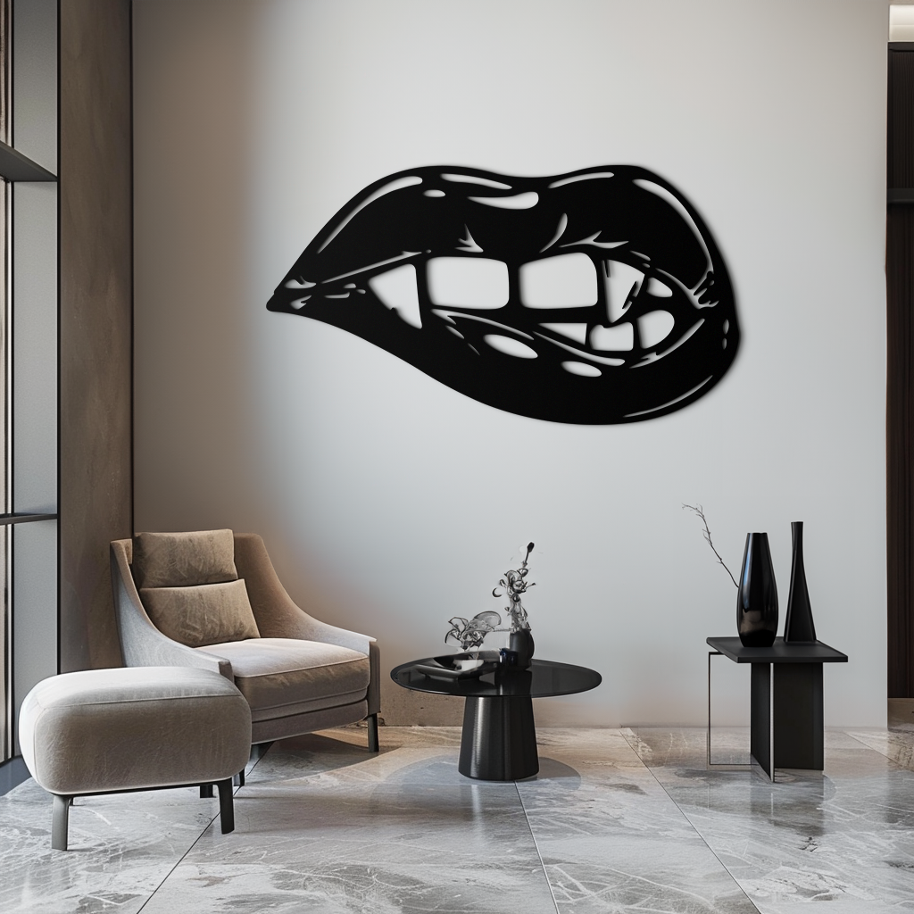 Geometric Lips Metal Wall Art - Bold & Modern Statement Piece- KAF186