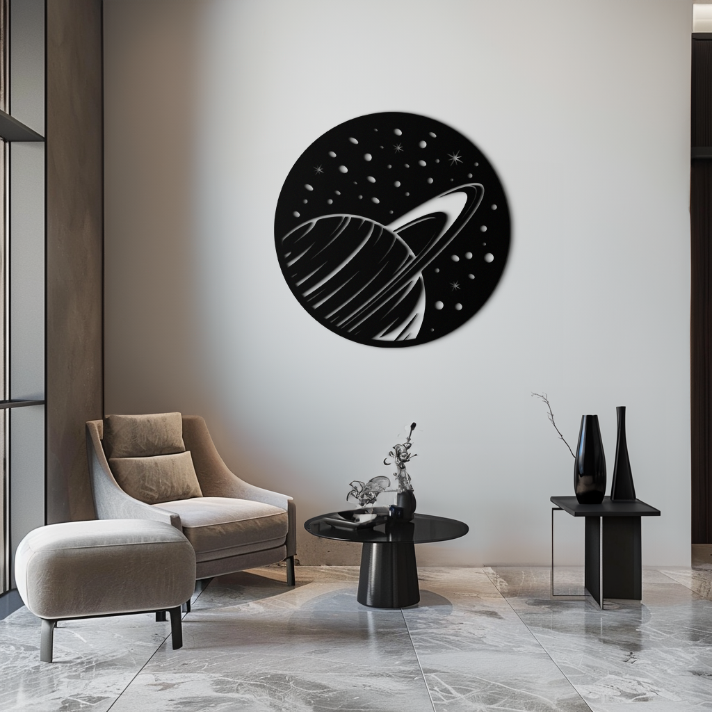Saturn Planet Metal Wall Art - Cosmic Space Decor- KAF187