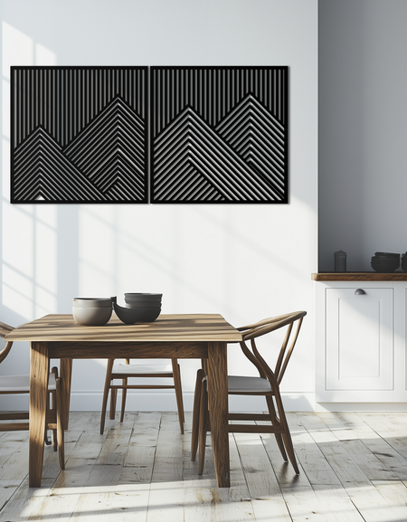 Geometric Mountain Landscape Metal Wall Art - Modern Minimalist Decor- KAF188