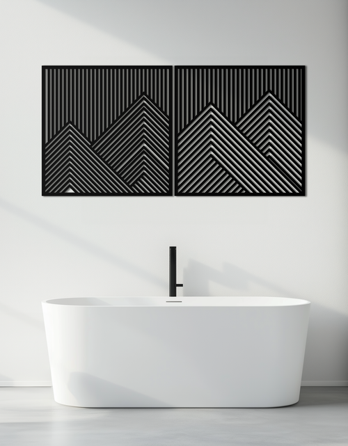 Load image into Gallery viewer, Geometric Mountain Landscape Metal Wall Art - Modern Minimalist Decor- KAF188
