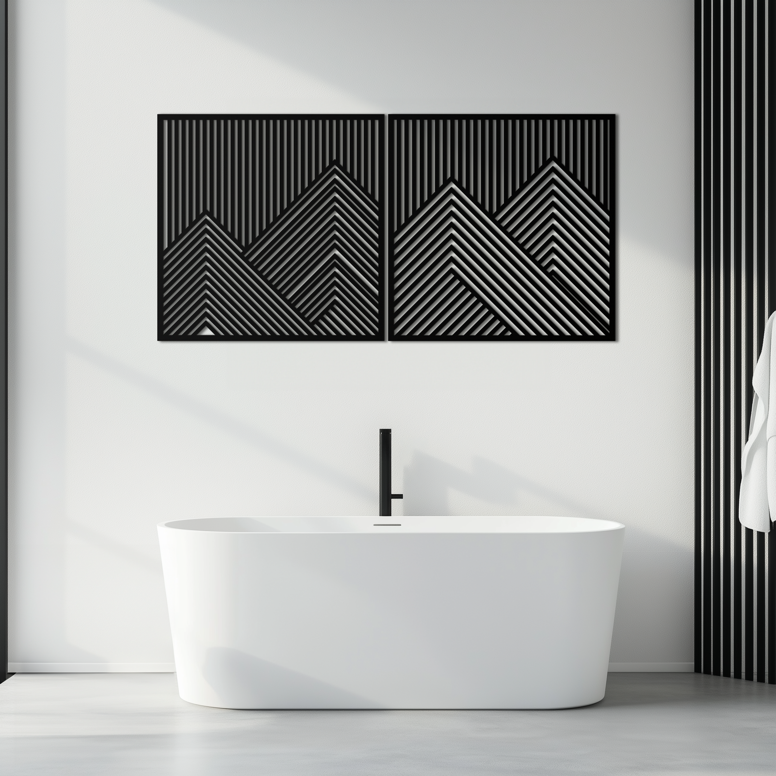 Geometric Mountain Landscape Metal Wall Art - Modern Minimalist Decor- KAF188
