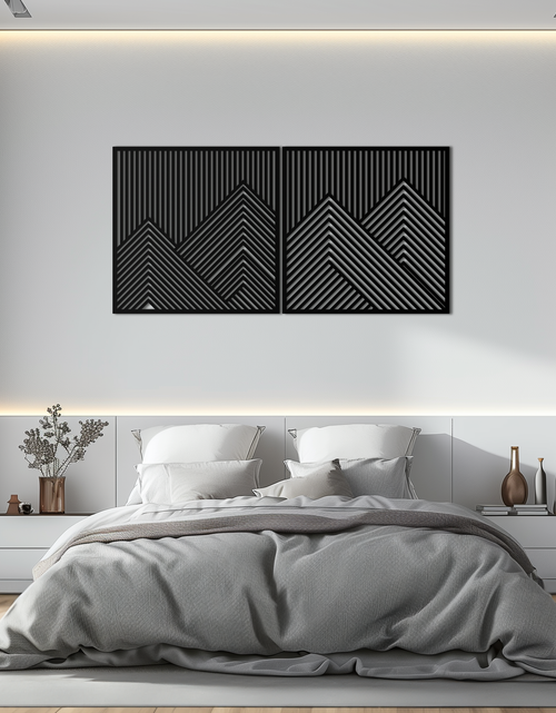 Load image into Gallery viewer, Geometric Mountain Landscape Metal Wall Art - Modern Minimalist Decor- KAF188
