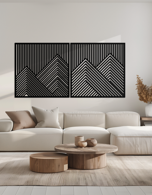 Load image into Gallery viewer, Geometric Mountain Landscape Metal Wall Art - Modern Minimalist Decor- KAF188
