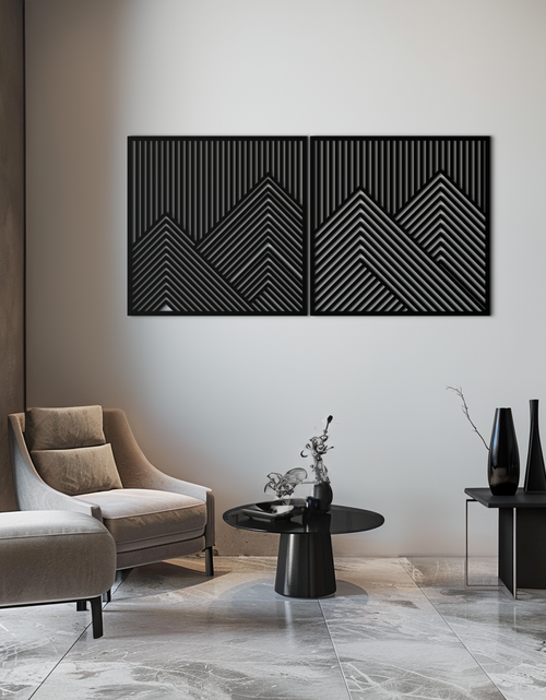 Load image into Gallery viewer, Geometric Mountain Landscape Metal Wall Art - Modern Minimalist Decor- KAF188
