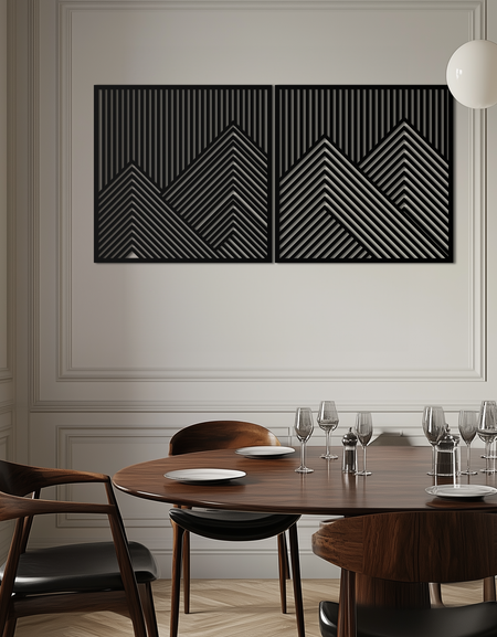 Geometric Mountain Landscape Metal Wall Art - Modern Minimalist Decor- KAF188