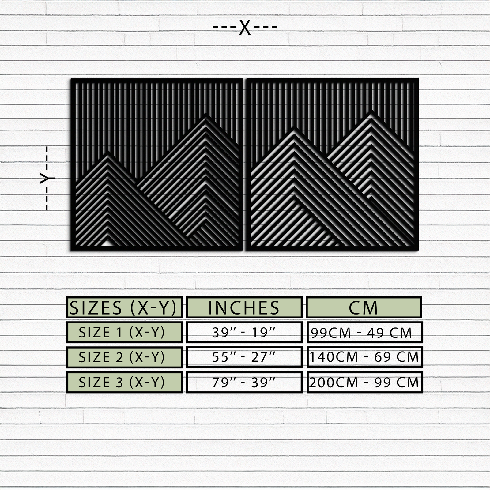 Geometric Mountain Landscape Metal Wall Art - Modern Minimalist Decor- KAF188