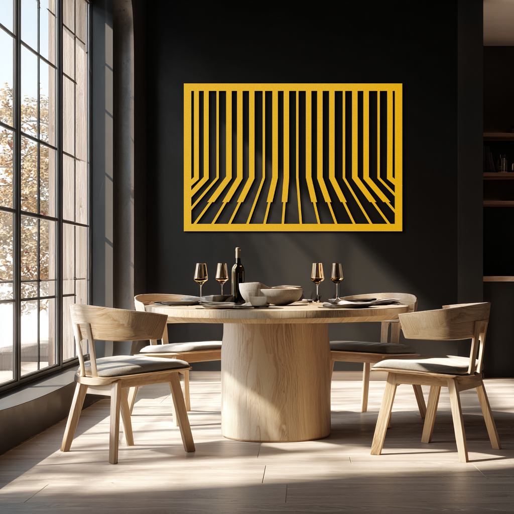 Geometric Piano Keys Metal Wall Art - Modern Music Decor- KAF189