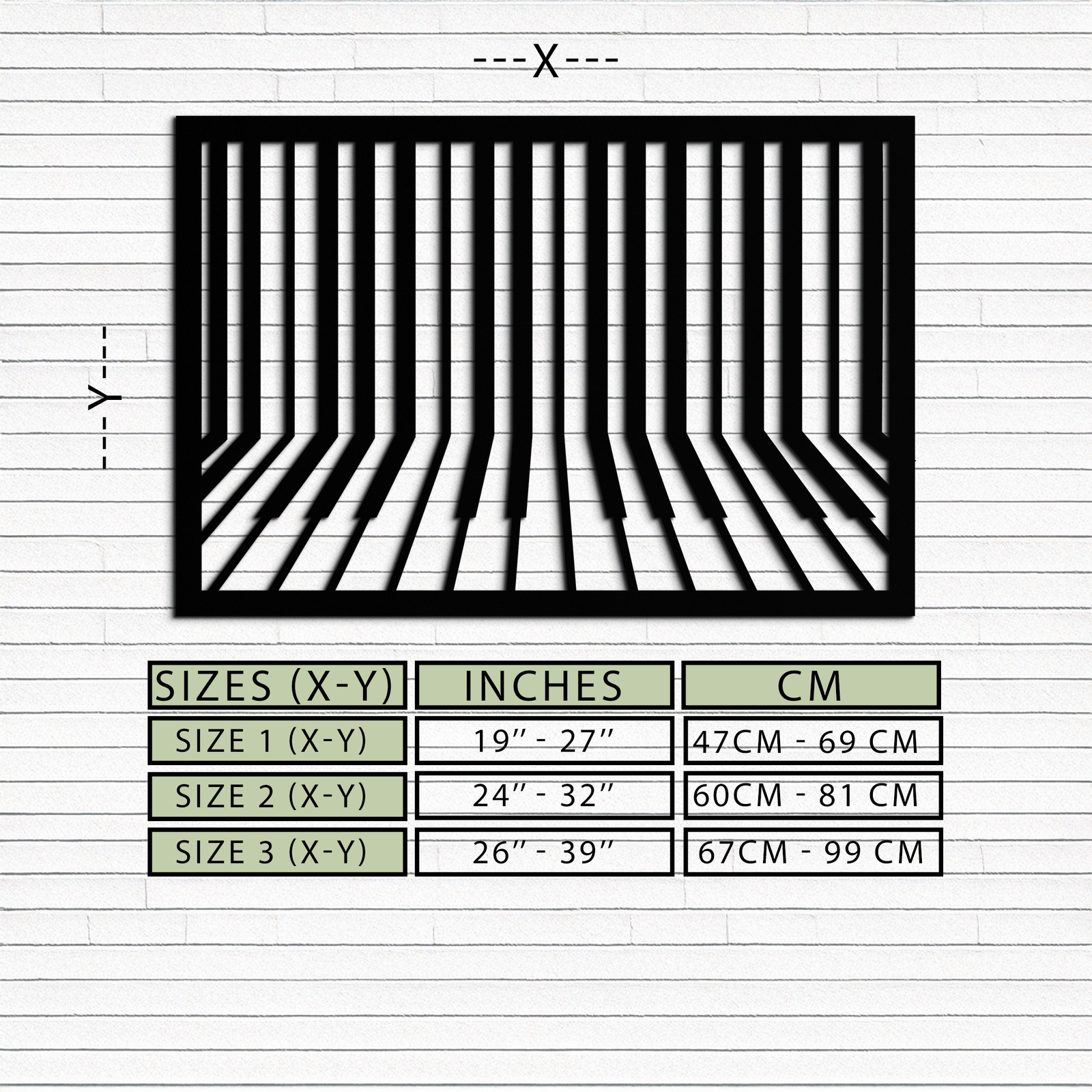 Geometrik Piyano Tuşları Metal Duvar Sanatı - Modern Müzik Dekoru- KAF189