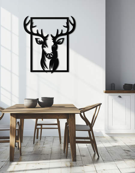 Majestic Deer Metal Wall Art - Nature-Inspired Minimalist Decor- KAF190