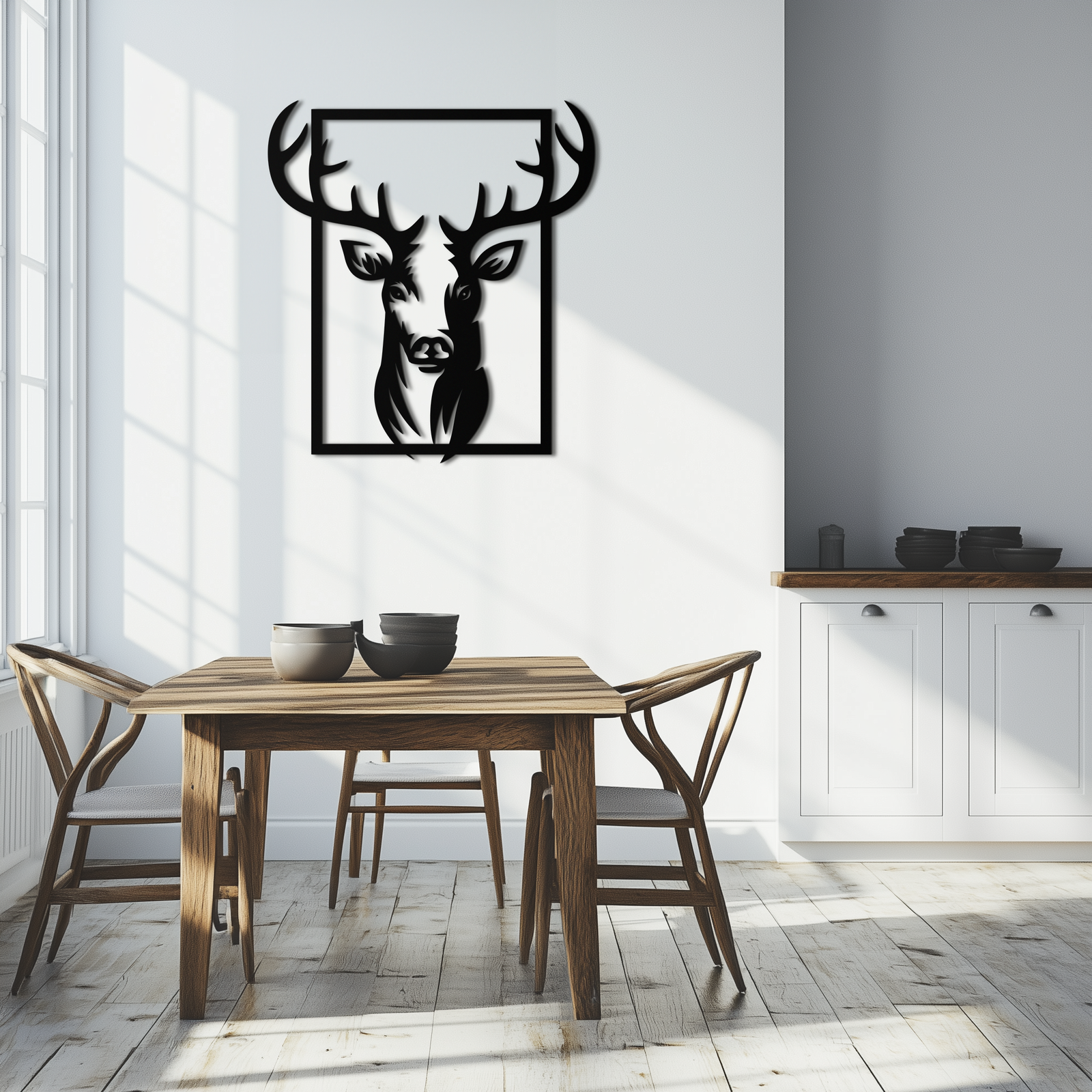 Majestic Deer Metal Duvar Sanatı - Doğadan Esinlenen Minimalist Dekor- KAF190