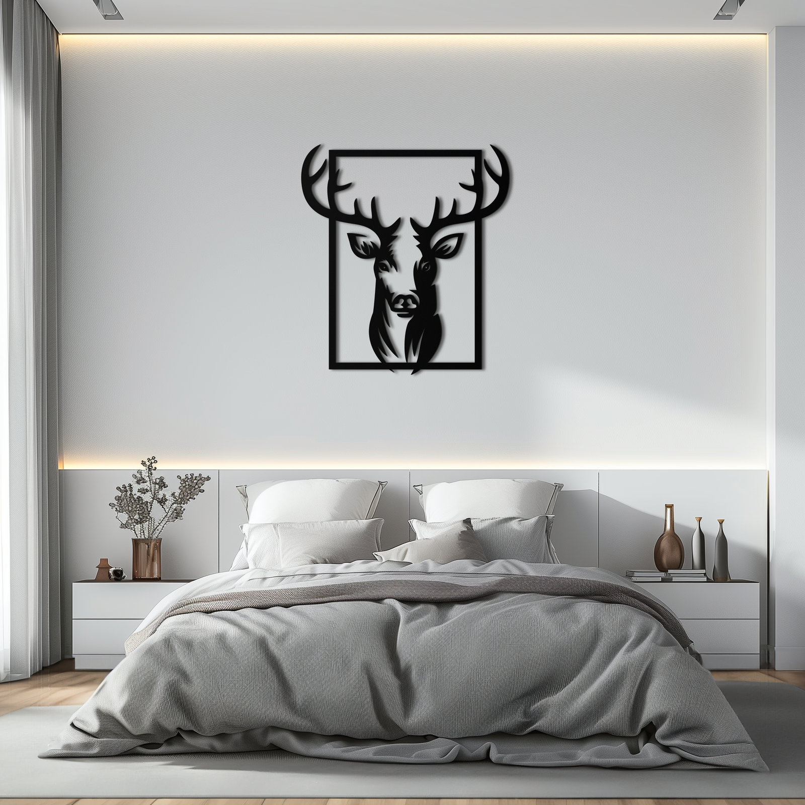Majestic Deer Metal Duvar Sanatı - Doğadan Esinlenen Minimalist Dekor- KAF190