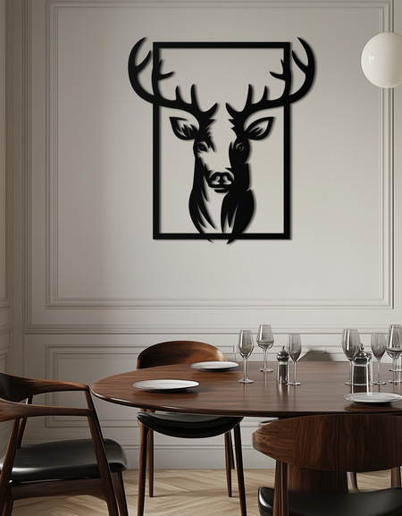 Majestic Deer Metal Wall Art - Nature-Inspired Minimalist Decor- KAF190