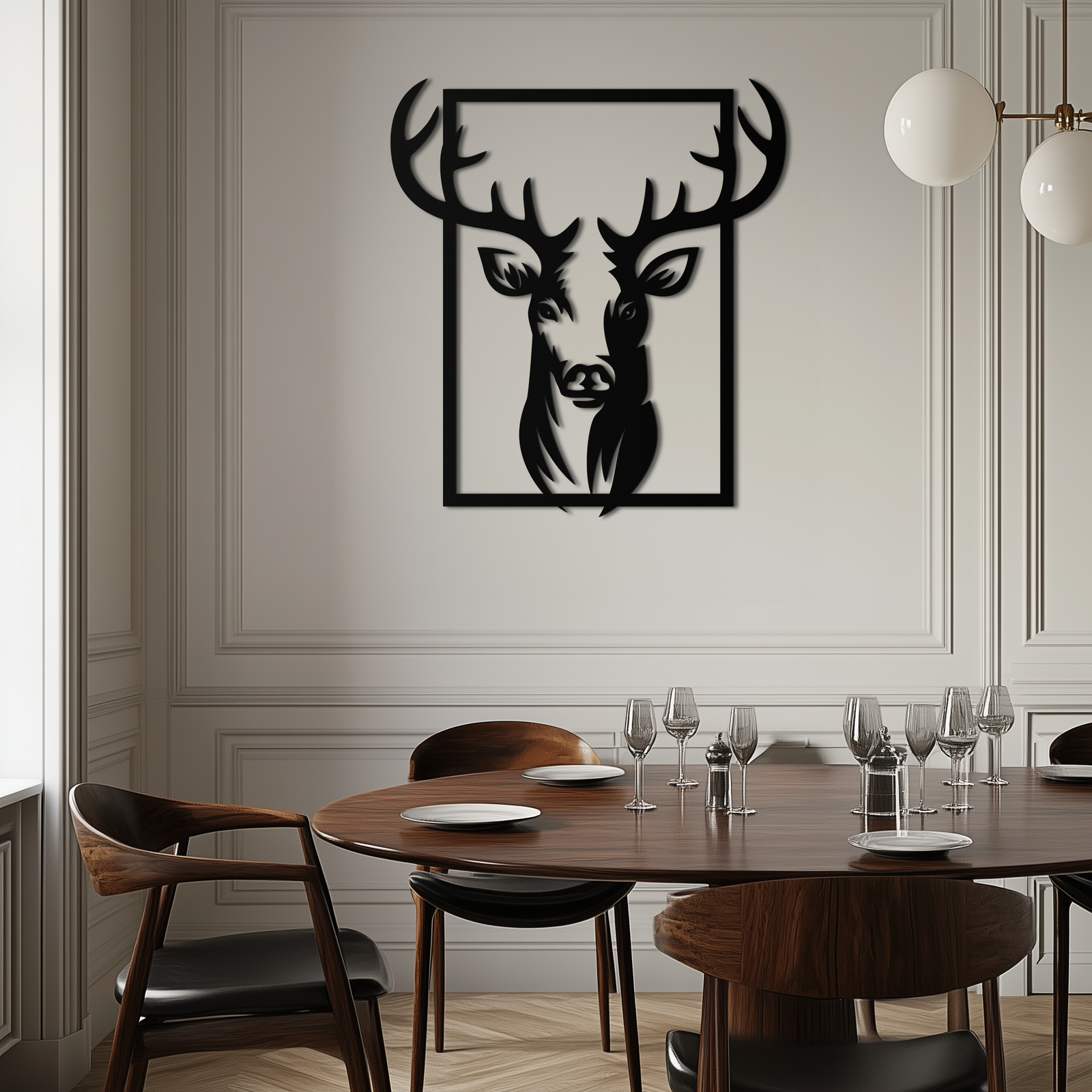 Majestic Deer Metal Duvar Sanatı - Doğadan Esinlenen Minimalist Dekor- KAF190
