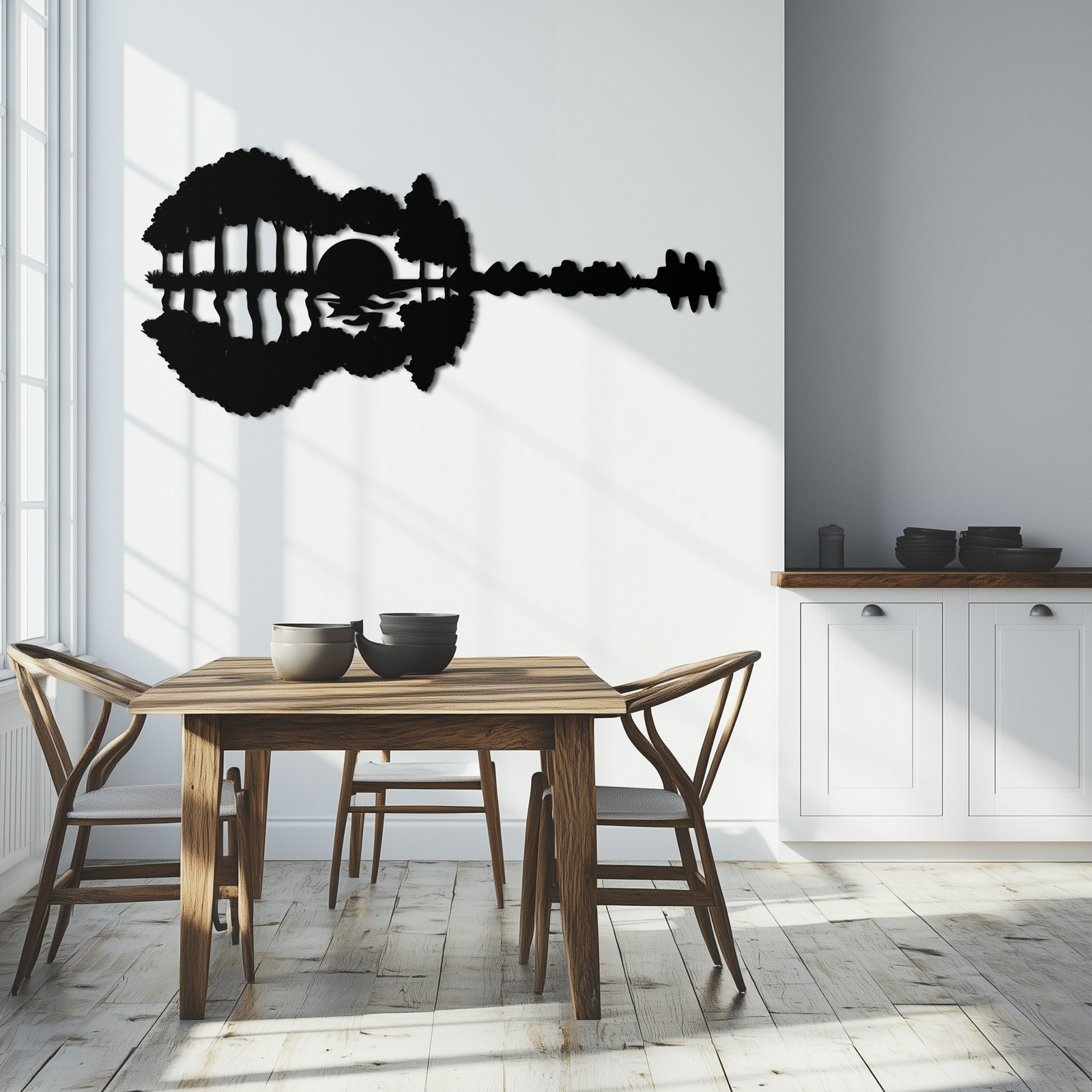 Gitar Manzara Metal Duvar Sanatı – Müzik ve Doğa Füzyonu - KAF191