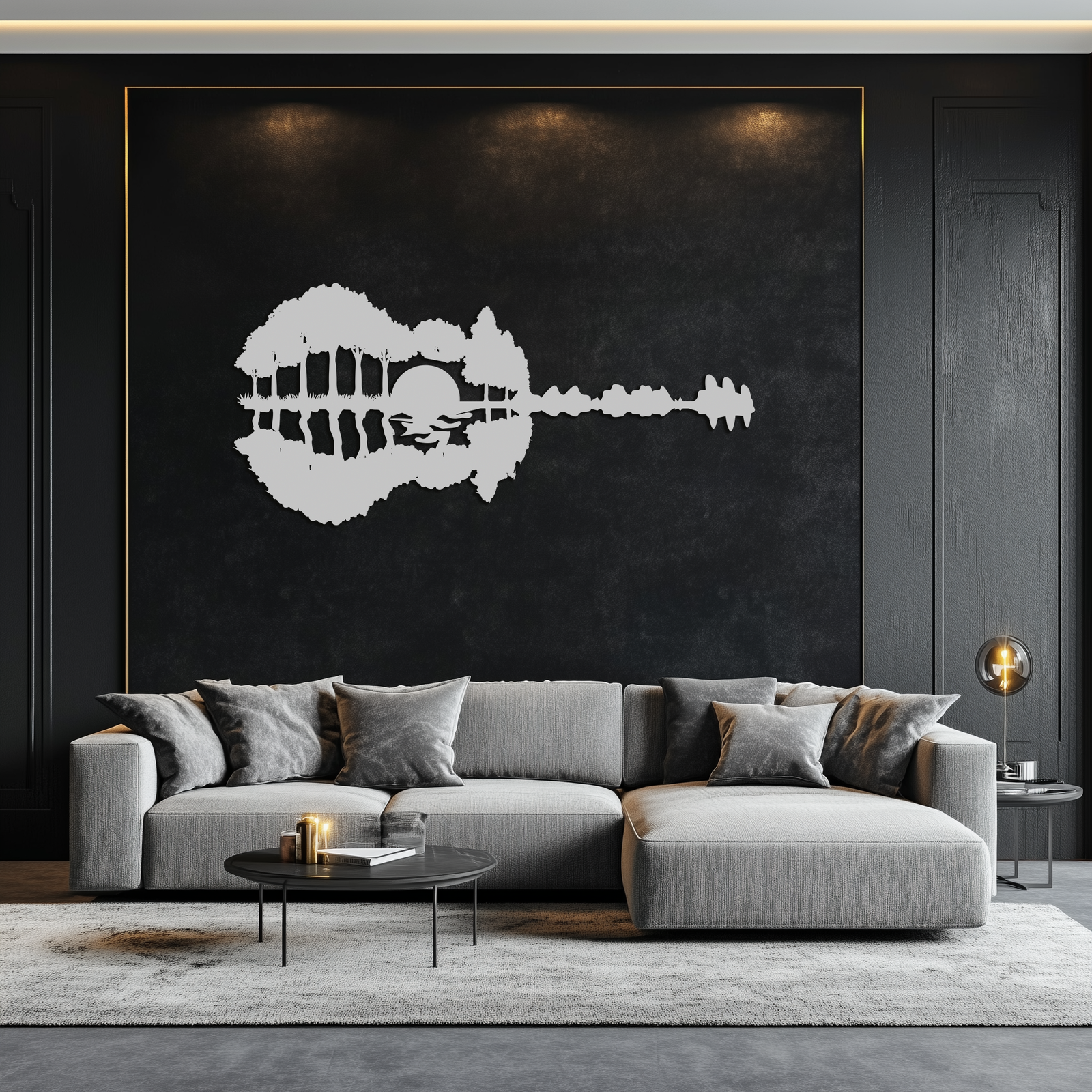 Gitar Manzara Metal Duvar Sanatı – Müzik ve Doğa Füzyonu - KAF191