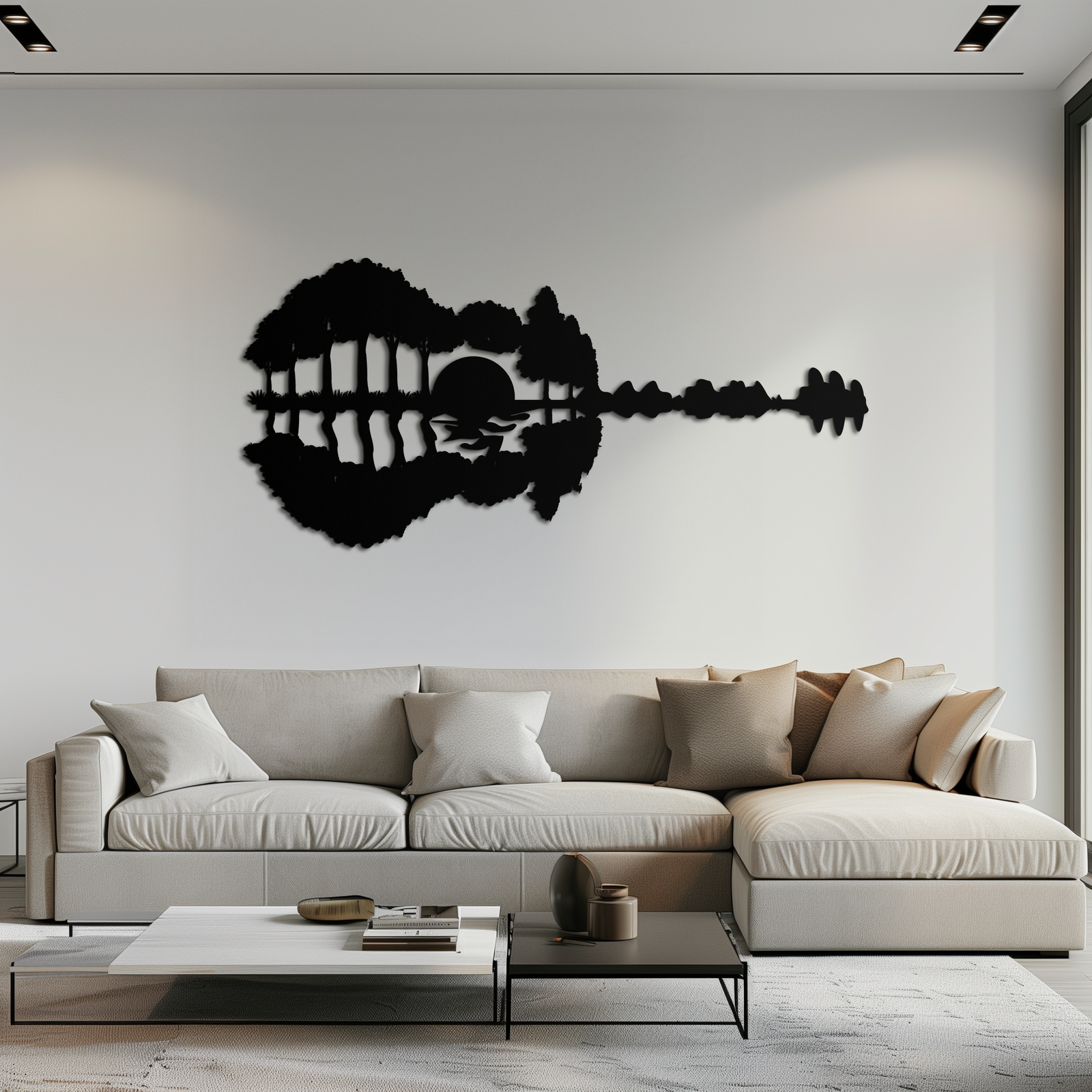 Gitar Manzara Metal Duvar Sanatı – Müzik ve Doğa Füzyonu - KAF191