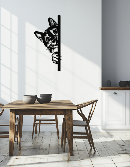 Gözcü Kedi Metal Duvar Sanatı – Sevimli Kedi Ev Dekoru - KAF193