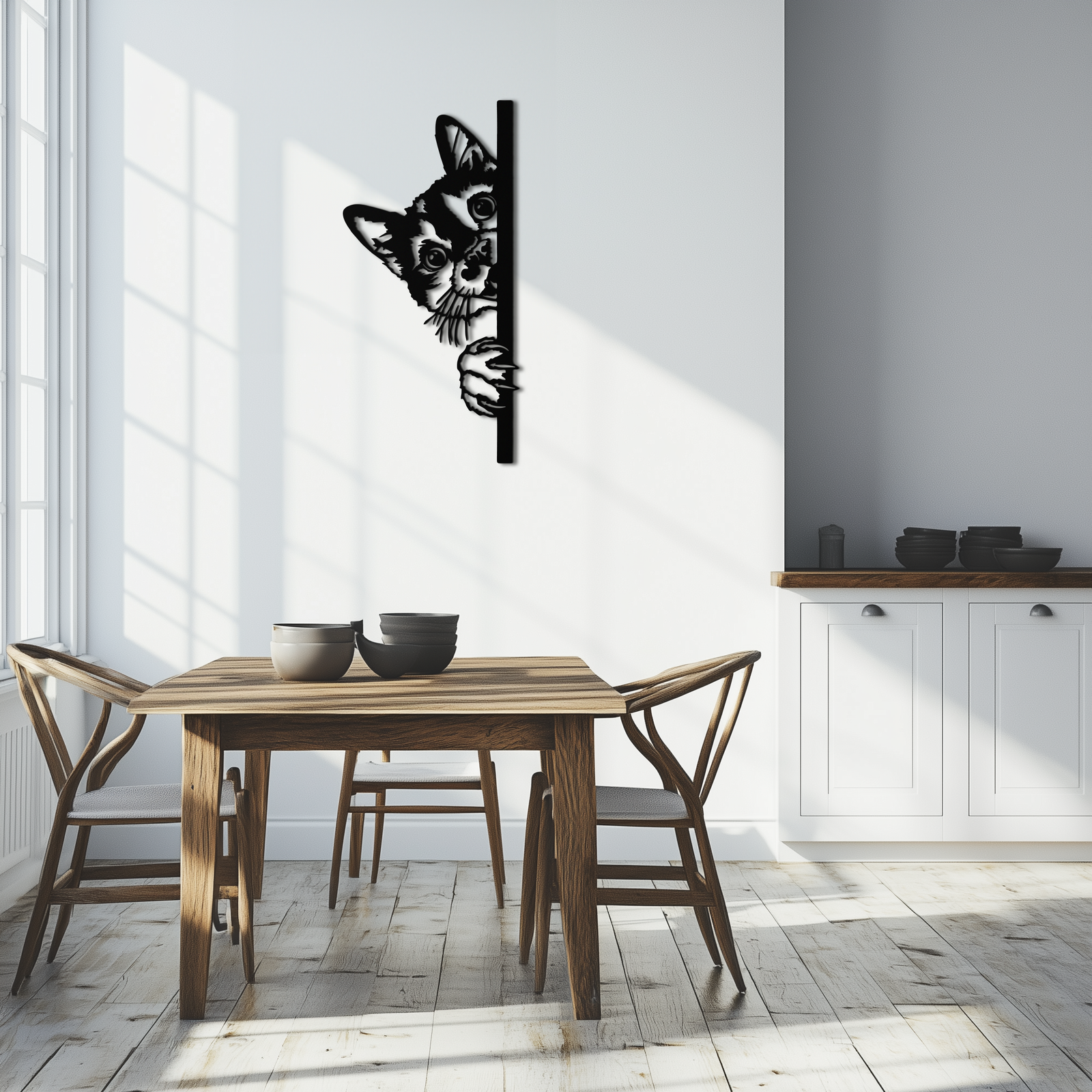 Peeking Cat Metal Wall Art – Cute Kitty Home Decor - KAF193