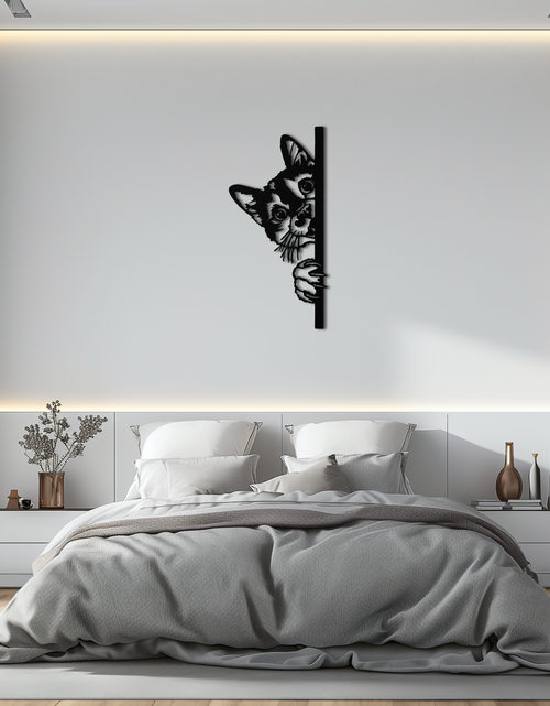 Load image into Gallery viewer, Peeking Cat Metal Wall Art – Cute Kitty Home Decor - KAF193
