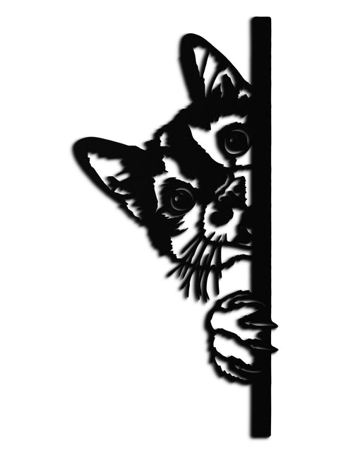 Load image into Gallery viewer, Peeking Cat Metal Wall Art – Cute Kitty Home Decor - KAF193
