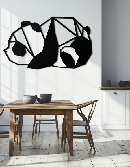 Geometric Sleeping Panda Metal Wall Art - Minimalist & Modern Decor - KAF195