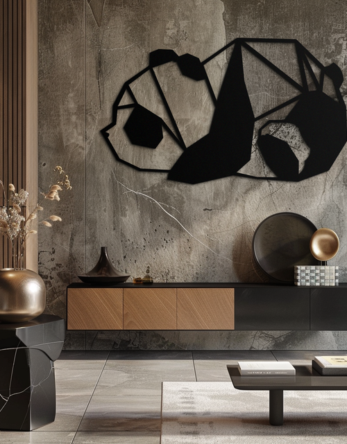 Load image into Gallery viewer, Geometric Sleeping Panda Metal Wall Art - Minimalist &amp; Modern Decor - KAF195
