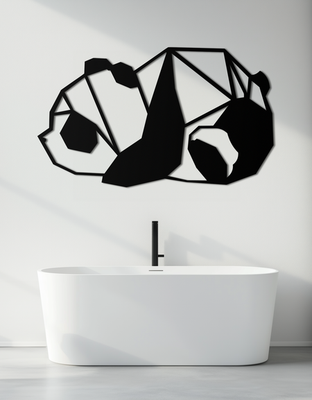 Geometric Sleeping Panda Metal Wall Art - Minimalist & Modern Decor - KAF195