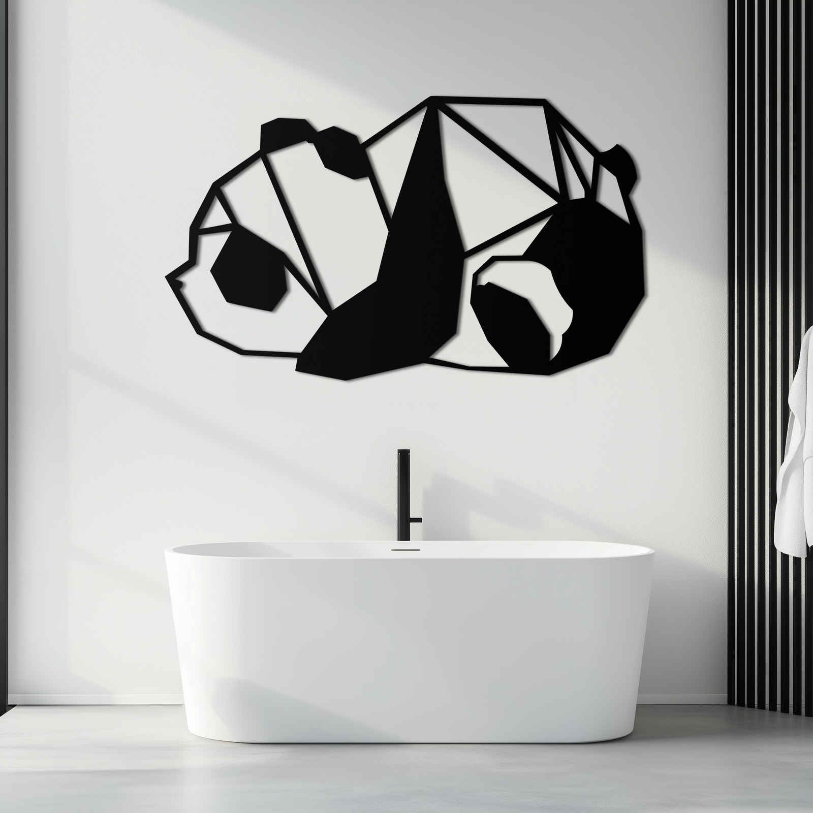 Geometric Sleeping Panda Metal Wall Art - Minimalist & Modern Decor - KAF195