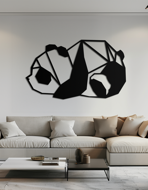 Load image into Gallery viewer, Geometric Sleeping Panda Metal Wall Art - Minimalist &amp; Modern Decor - KAF195
