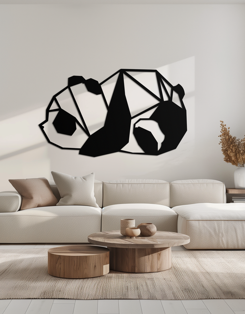 Load image into Gallery viewer, Geometric Sleeping Panda Metal Wall Art - Minimalist &amp; Modern Decor - KAF195
