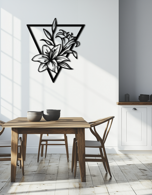 Load image into Gallery viewer, Geometric Lily Flower Metal Wall Art – Elegant Floral Design for Modern Decor - KAF196
