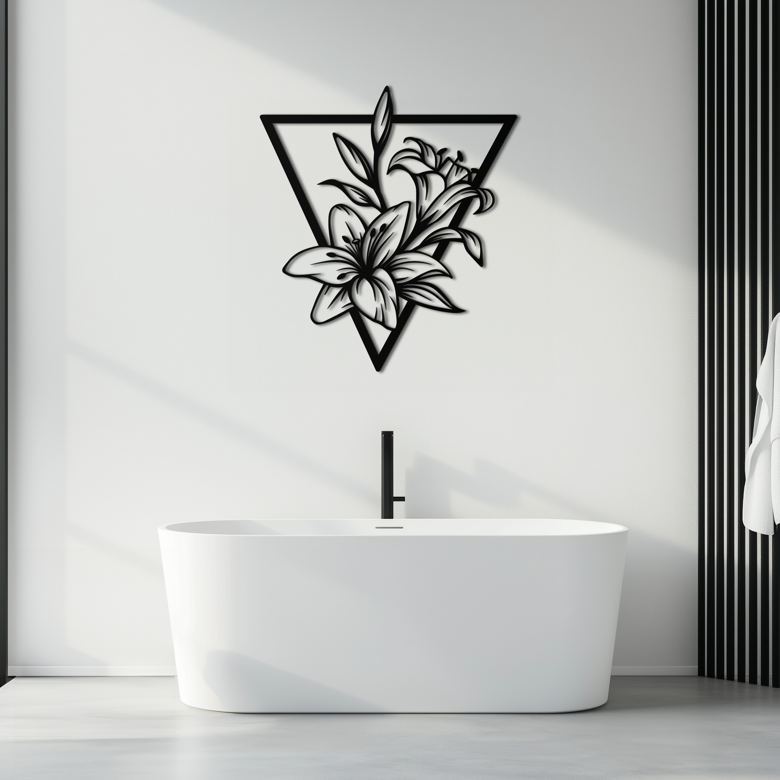 Geometric Lily Flower Metal Wall Art – Elegant Floral Design for Modern Decor - KAF196
