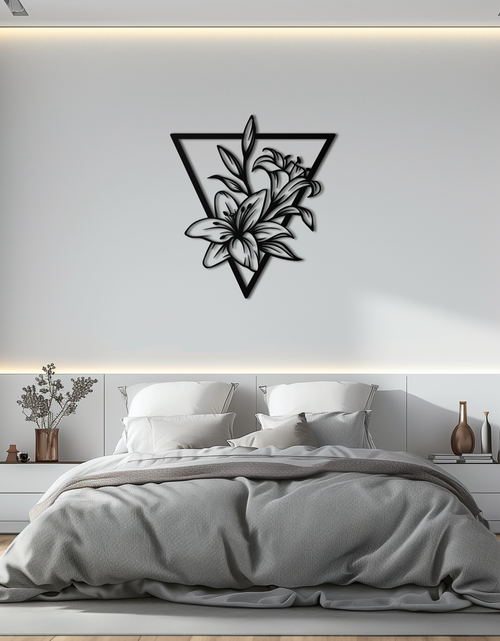 Load image into Gallery viewer, Geometric Lily Flower Metal Wall Art – Elegant Floral Design for Modern Decor - KAF196
