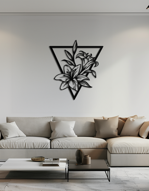 Load image into Gallery viewer, Geometric Lily Flower Metal Wall Art – Elegant Floral Design for Modern Decor - KAF196
