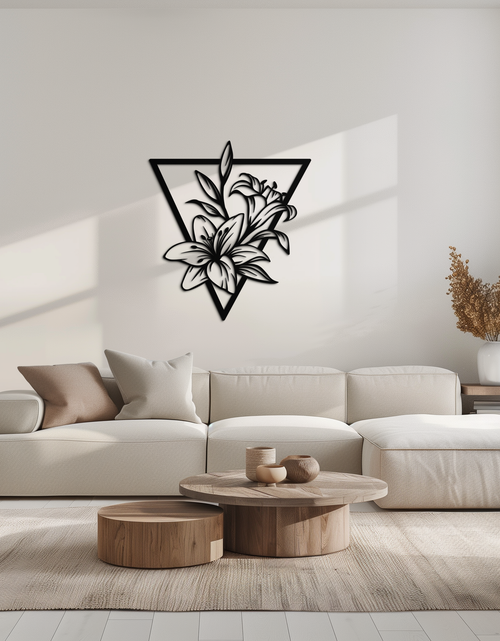 Load image into Gallery viewer, Geometric Lily Flower Metal Wall Art – Elegant Floral Design for Modern Decor - KAF196
