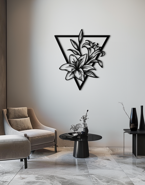 Load image into Gallery viewer, Geometric Lily Flower Metal Wall Art – Elegant Floral Design for Modern Decor - KAF196
