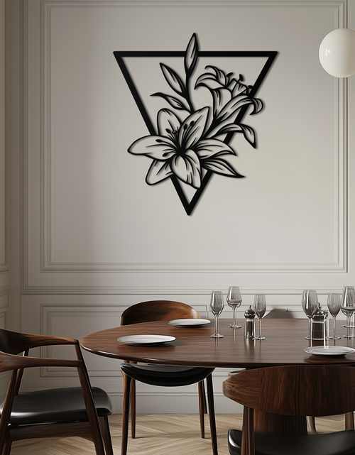 Load image into Gallery viewer, Geometric Lily Flower Metal Wall Art – Elegant Floral Design for Modern Decor - KAF196
